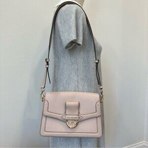 Michael Kors Jessie Medium Flap Shoulder Satchel Bag in Soft Pink